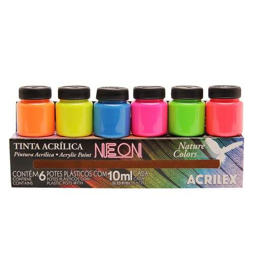 Tinta Acrilex Nature Colors Neon Ref.03906 6x10ml com 06 Und