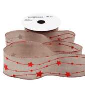 Fita Aramada Natal Progresso JCH001 Estrelas Vermelha 63mm 10mts 