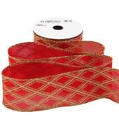 Fita Aramada Natal Progresso TCG056 Geométrico Vermelho 63mm 10mts 