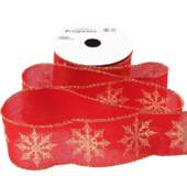 Fita Aramada Natal Progresso TCH006 Flocos de Neve Vermelho 63mm 10mts 