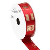 Fita de Cetim Natal Progresso ECF005H N.05 1122 Selos de Cartão Vermelho 10mts