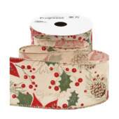 Fita de Natal Progresso Aramada Flor Natal 001 TCR043 63mm 10mts 