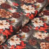 Tecido Patchwork Digital Fabricart Natal DN377 Pinhas e Frutas 0,48x1,50mts