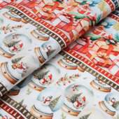 Tecido Patchwork Digital Natal Circulo Barrado Noel 0,58x1,46mts