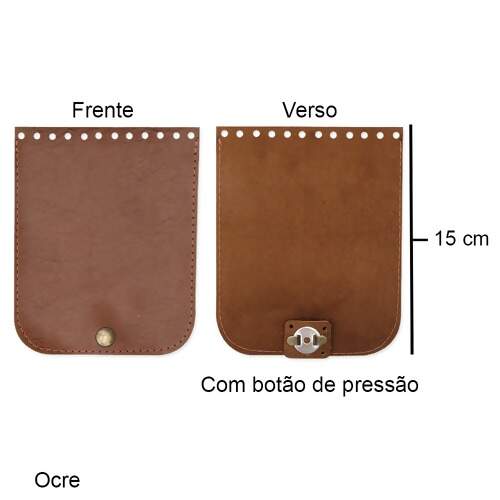 Aba para Bolsa em Couro com Botão Imantado M 150 15x12cm