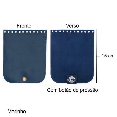 Aba para Bolsa em Couro com Botão Imantado M 150 15x12cm