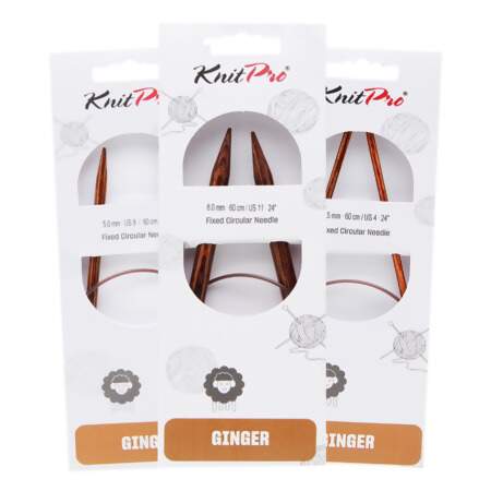 Agulha Circular de Tricô Fixa Madeira Ginger Knitpro 60cm