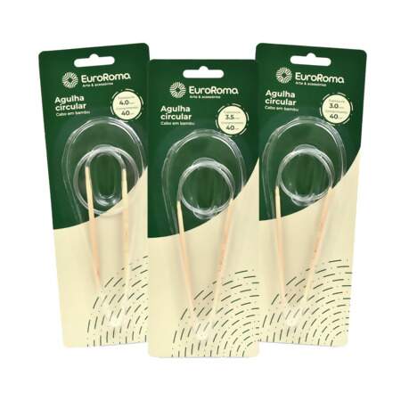 Agulha Circular de Tricô em Bambu EuroRoma 40cm