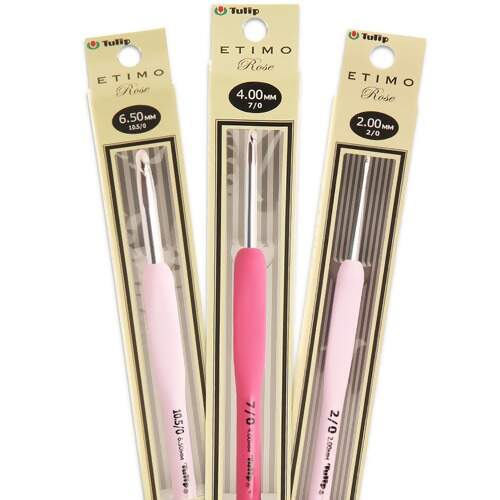 Agulha de Crochê Tulip Etimo com Cabo Emborrachado Rose TLP-TER