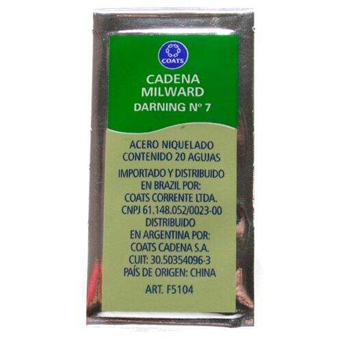 Agulha de Mão Darning nº 07 Para Costura Envelope c/20unidades