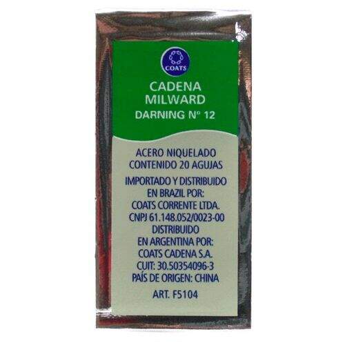 Agulha de Mão Darning nº 12 Para Costura Envelope c/20unidades