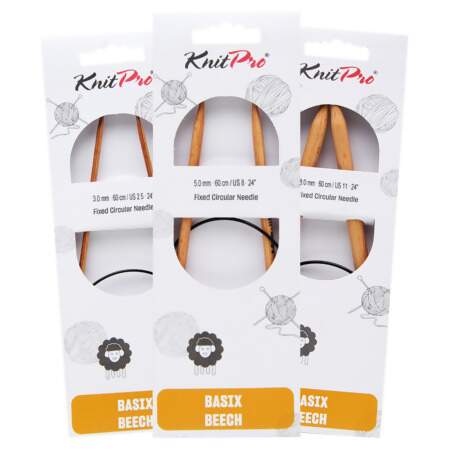 Agulha de Tricô Circular Fixa Basix Madeira Knitpro 60cm