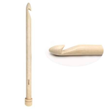 Agulha de Crochê Tunisiano Madeira Pragentemiuda 36cm