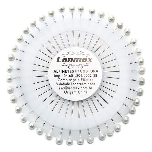 Alfinete de Cabeça Lanmax AC-40 Bola Branca com 40 Und