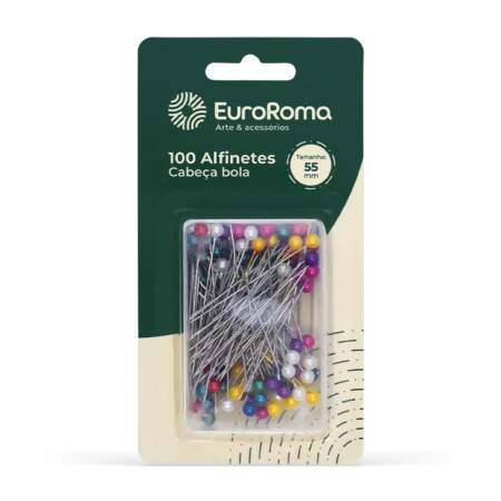 Alfinete Cabeça Bola EuroRoma 55mm com 100 Und