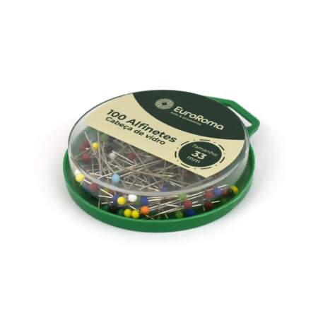 Alfinete Cabeça de Vidro EuroRoma 33mm com 100 Und