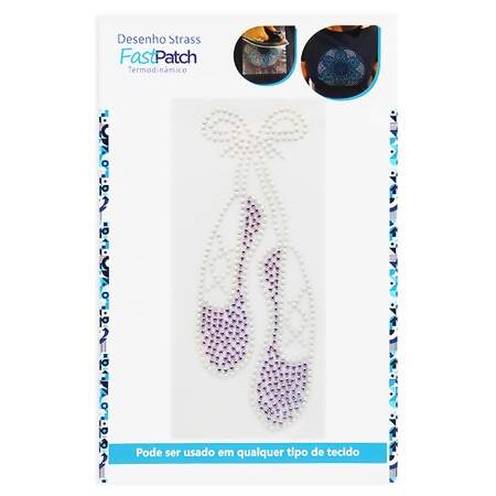 Aplicação de Strass Termodinâmico F. Patch DS25871 Sapatilha Lilás 8x20cm