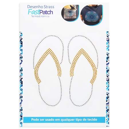 Aplicação de Strass Termodinâmico F. Patch DS25889 Chinelo 17,5x19,5cm FL