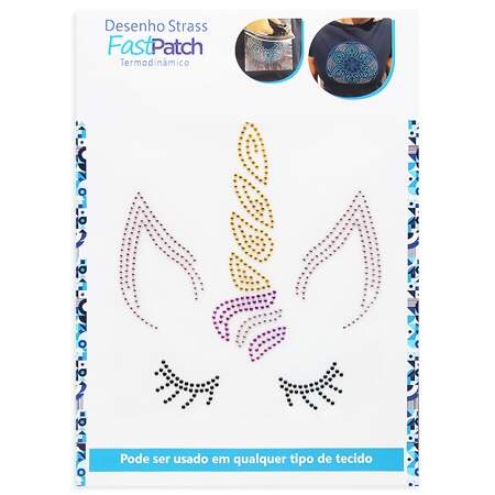 Aplicação Strass Termodinâmico DS25895 Unicórnio color 19x21,5cm