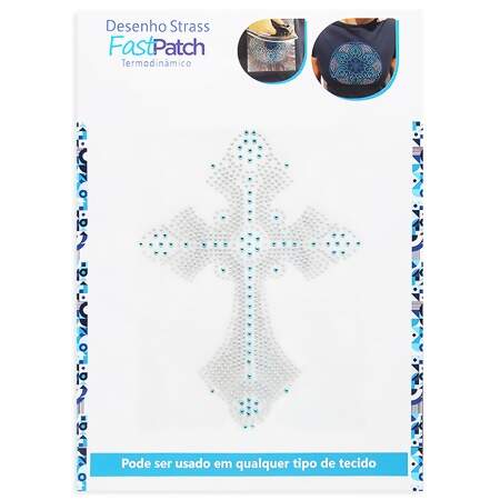 Aplicação de Strass Termodinâmico F. Patch DS25898 Cruz 14,5x19,5cm FL
