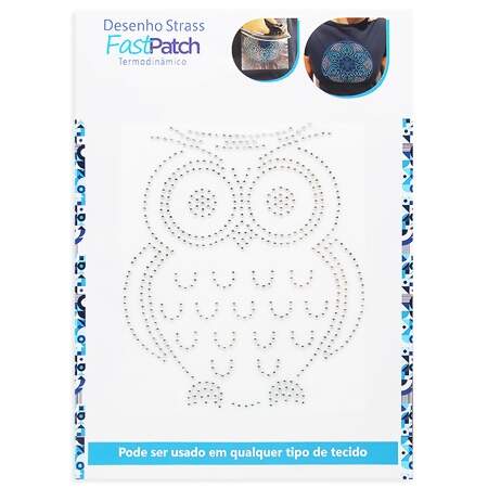 Aplicação de Strass Termodinâmico F. Patch DS25901V1 Coruja Prata 14x16,5cm FL