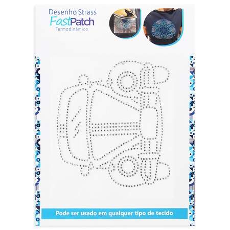 Aplicação de Strass Termodinâmico F. Patch DS25913 Fusca 18x15,5cm