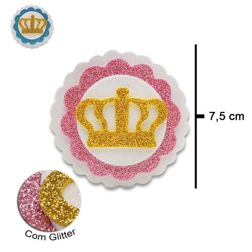 Aplique de EVA com Glitter Tag G Coroa-2 Pacote c/05 Unidades