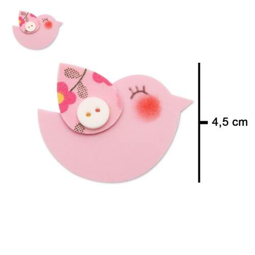 Aplique de EVA Passarinho Rosa Ref.162 com 10 Und