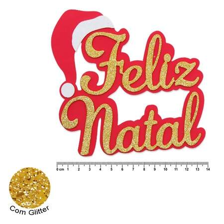 Aplique de EVA com Glitter Feliz Natal Duplo 114045 03 Und FL