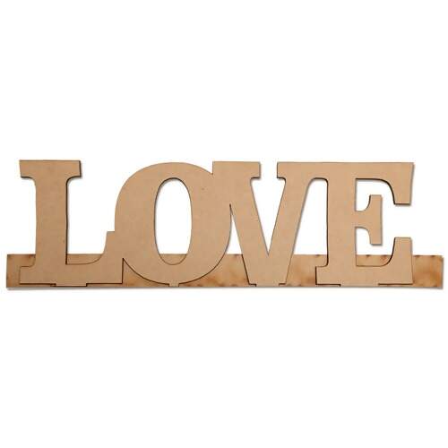 Aplique em MDF Corte a Laser Stencil Jóia APL 492 Love 44x12,5cm - 1 und