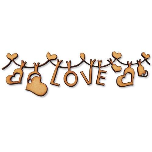 Aplique em MDF Corte a Laser Stencil Jóia APL 813 B Love 11,5x3,5cm - 1 und