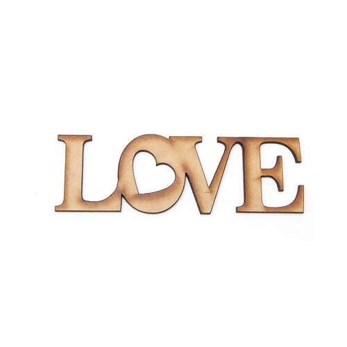 Aplique em MDF Love G Ref.11112 12x3,8cm