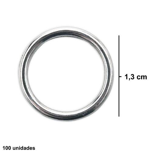 Argola Metal Fermoplast 13mm AMA Prata - Pct c/100 unidades