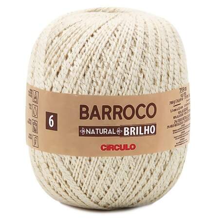 Barbante Barroco Natural Brilho Ouro nº6 700g