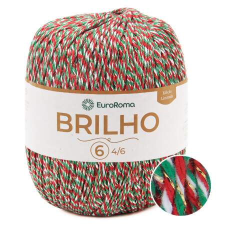 Barbante EuroRoma Brilho Especial Natal N.6 400g