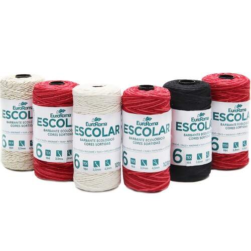 Barbante EuroRoma Escolar  n°6 100 GR Pct c/06 Und - Cores Sortidas