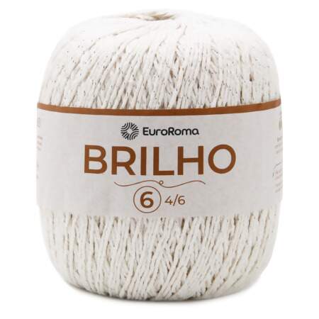 Barbante EuroRoma Brilho Prata Cru n°6 400g