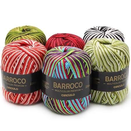 Barbante Barroco Multicolor Premium 200g Cores Sortidas com 06 Und