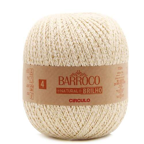 Barbante Barroco Natural Brilho Ouro nº4 700g