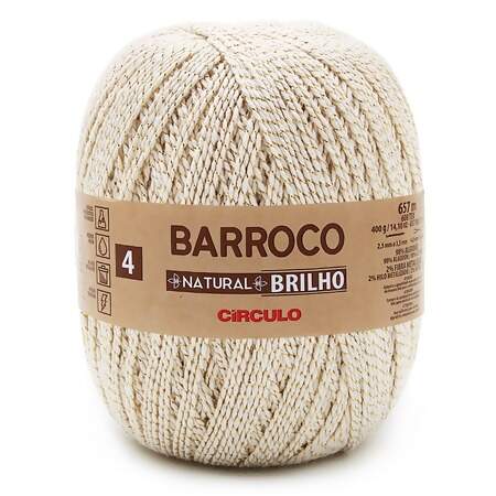 Barbante Barroco Natural Brilho Ouro N.4 400g