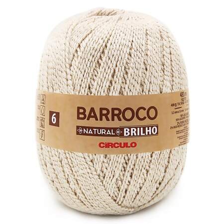 Barbante Barroco Natural Brilho Ouro N.6 400g