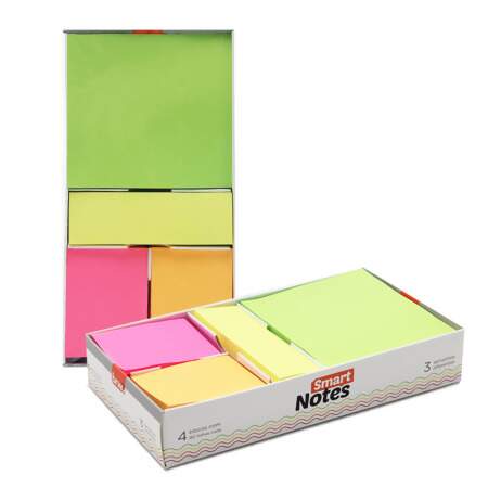 Bloco Adesivo Smart Notes Box Neon Presente com 4 Blocos