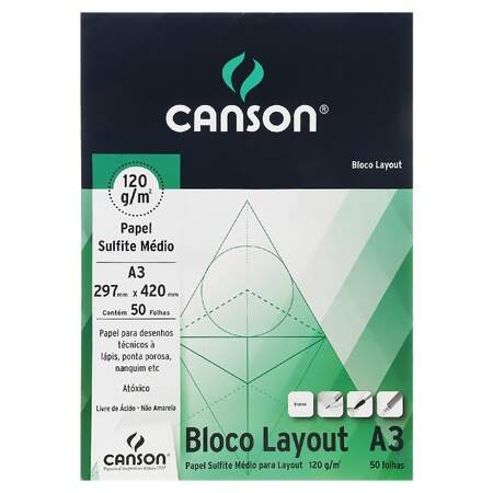 Bloco Layout A3 Canson 120g com 50 Folhas