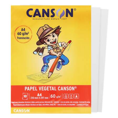 Bloco Papel Vegetal A4 Canson 60g com 10 Folhas