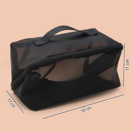 Bolsa Necessaire de Cosméticos Nylon Mesh