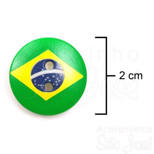 Botão Patchwork We Care About Bandeira Brasil Ref 1120