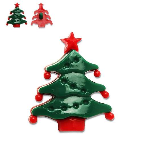 Botão Infantil KR Natal 6029 Árvore Natal 125-140 Verde-Vermelho c/25 Unidades