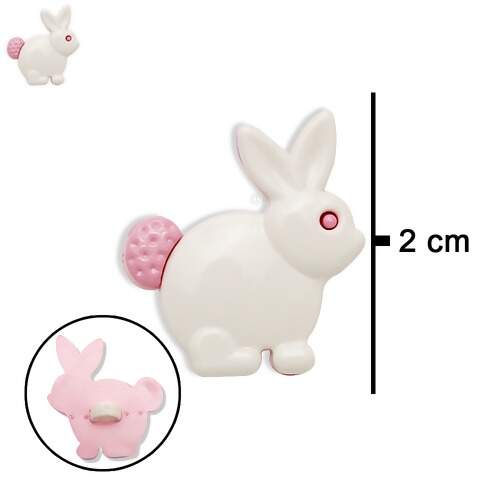 Botão Infantil KR 6127 Coelho 117 Branco-Rosa c/25 unidades