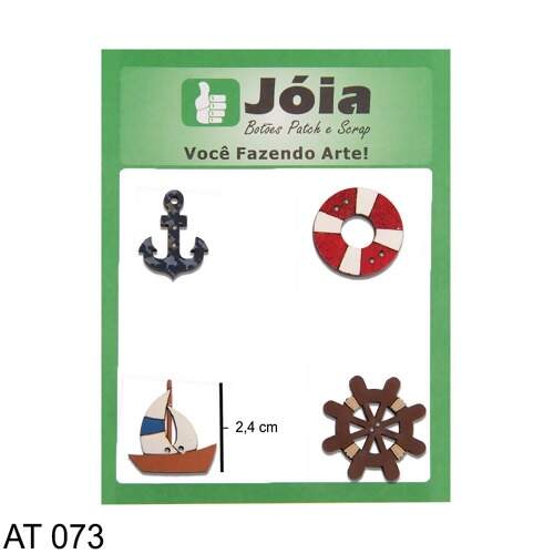 Botão MDF Patchwork Ref 073 Barco /Ancora - Jóia