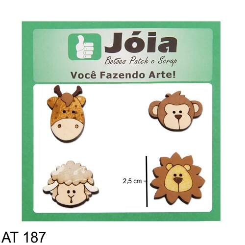 Botão MDF Patchwork Modelos de Animais - Jóia FL